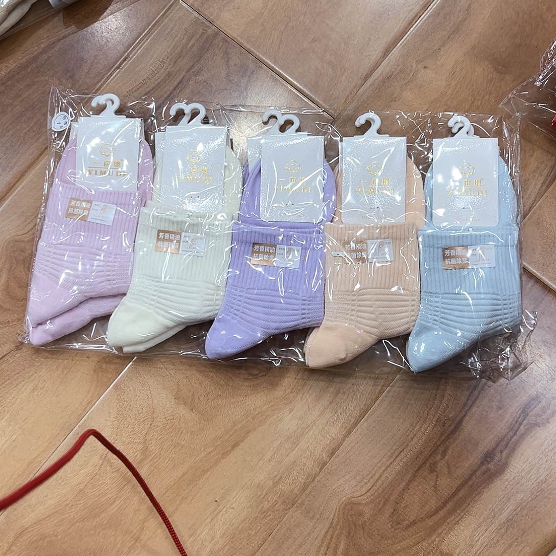 棉女士功能性袜子，彩色一包10双纯棉
