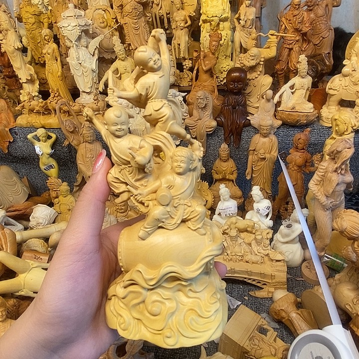 黄杨木黄杨瑕疵童子打鼓