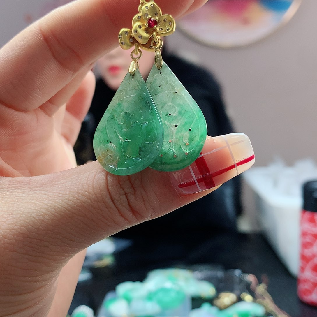 【闪购商品】翡翠耳饰银S925镶嵌，