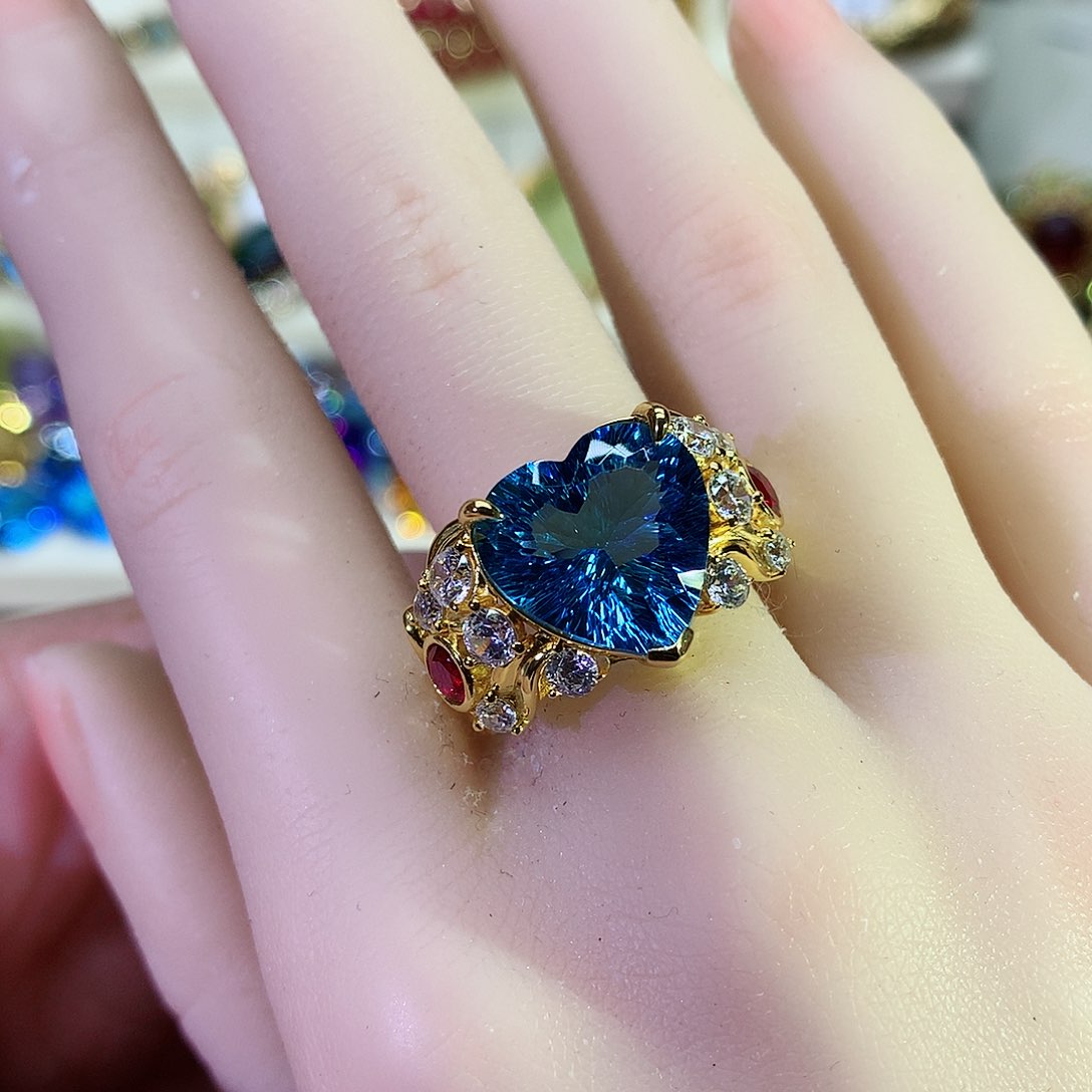 托帕石戒指银S925镶嵌