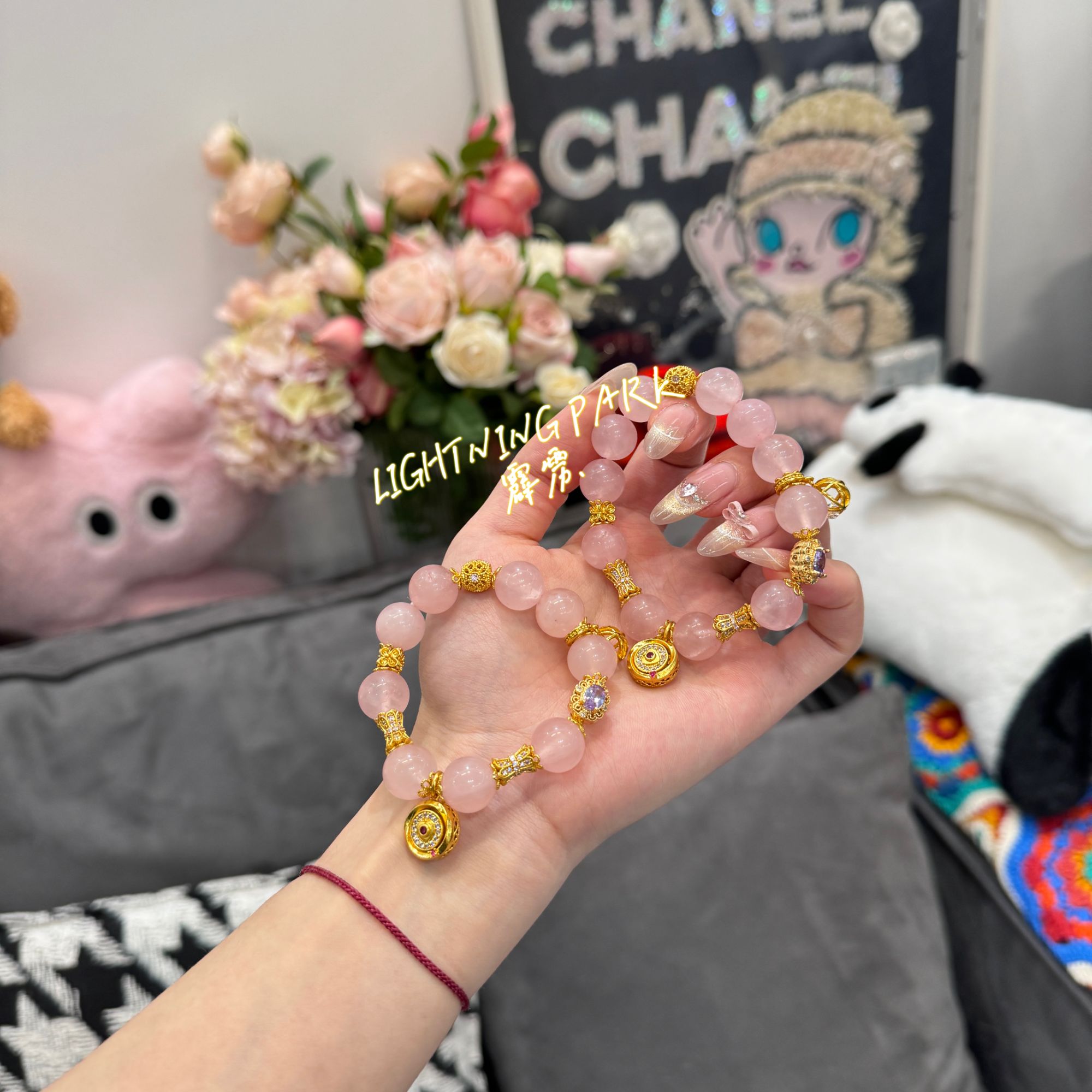  LIGHTNINGPARK 新中式国风蜜桃粉黛手链