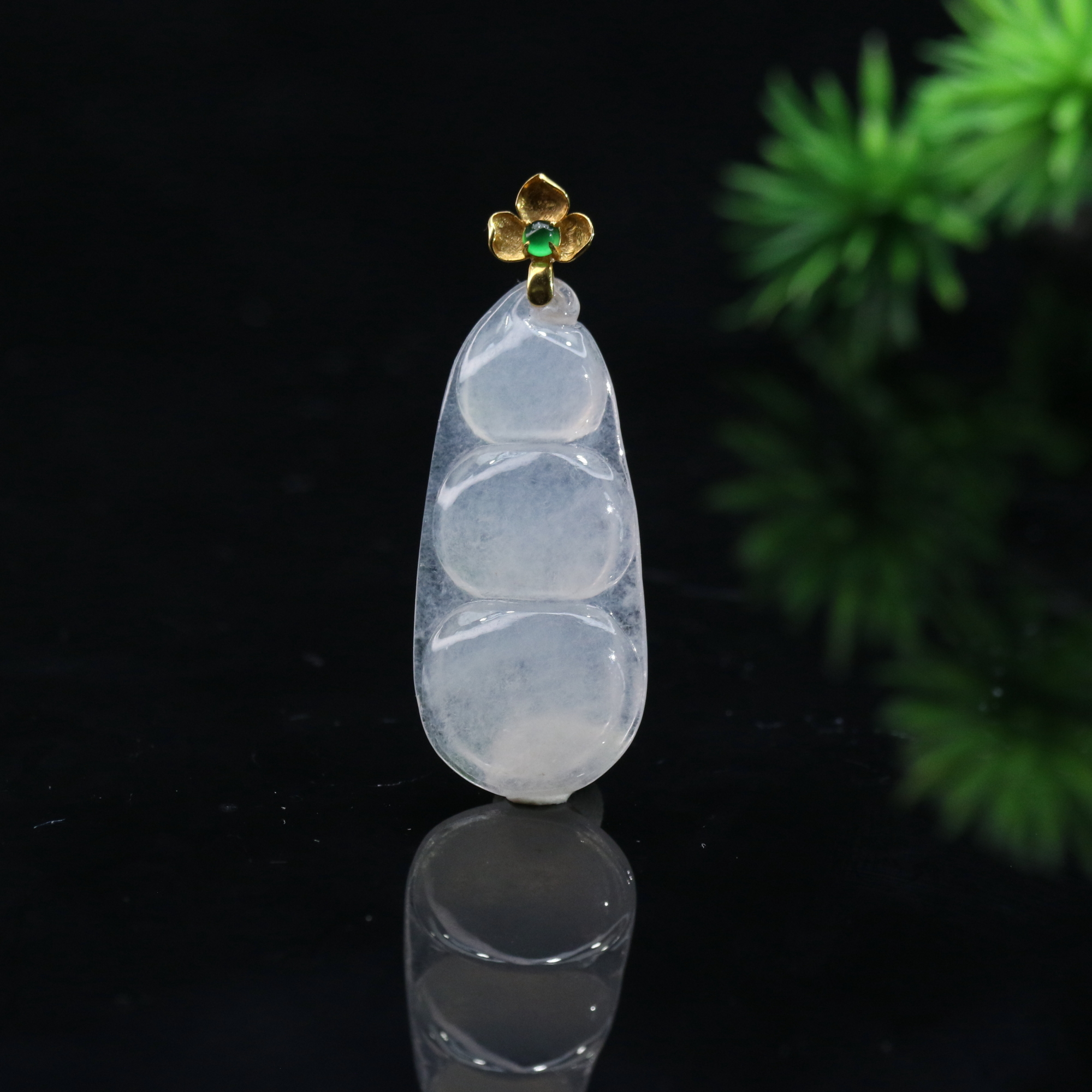 5天然缅甸翡翠A货18k冰豆子/000016/北京中保拍卖