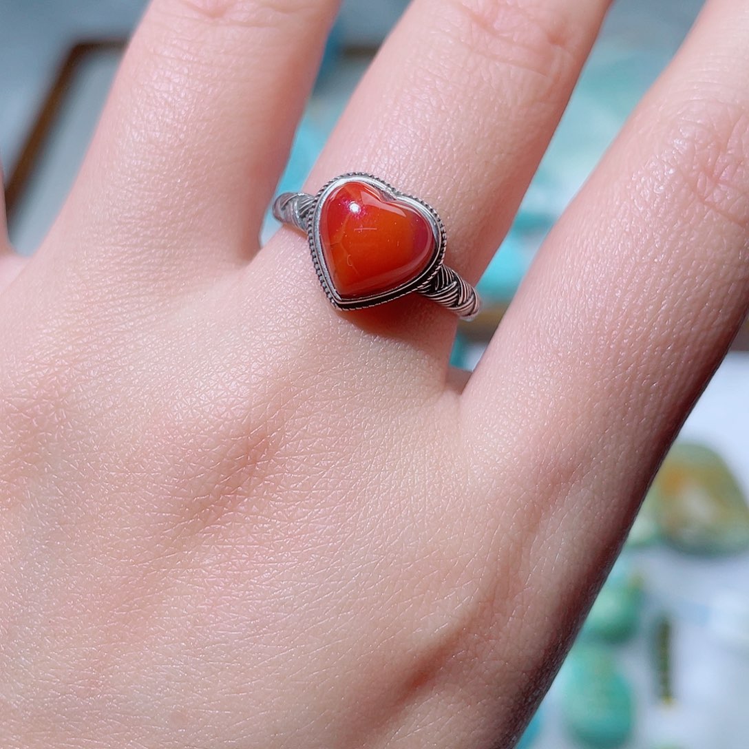 ****果南红玛瑙银S925镶嵌珠宝奇石