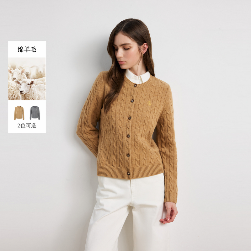 【婧文专属】【绵羊毛】Scofield女装修身针织开衫打底秋季新款