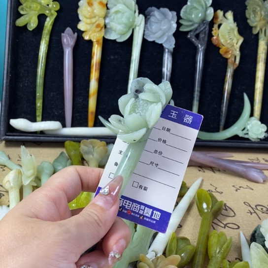 蛇纹石玉岫玉发簪未镶嵌