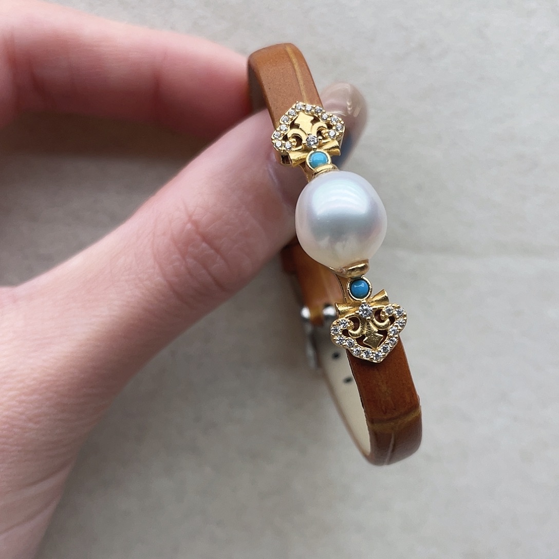 手链75银S925镶嵌海水珍珠