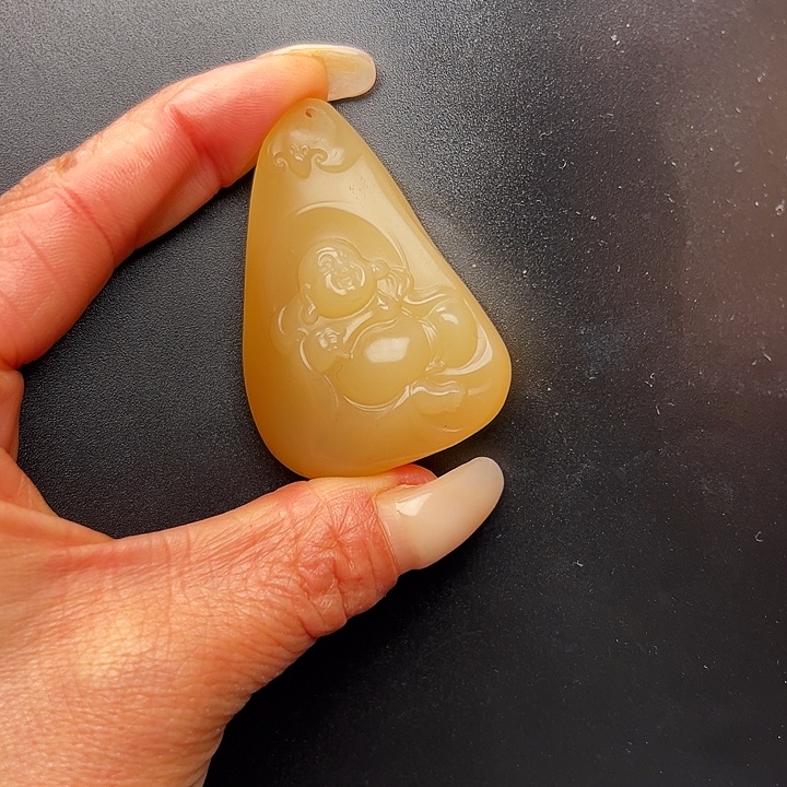 石英质玉黄蜡石挂件未镶嵌舍*