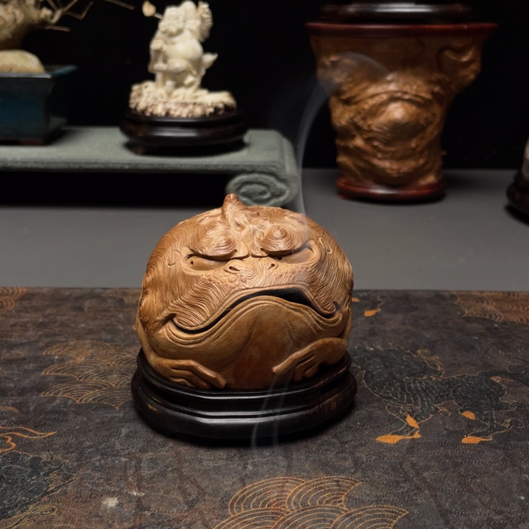 南***舍香榧木金蟾荔枝木香炉