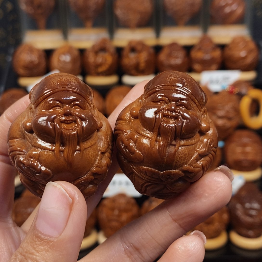 橄榄核吊坠财神一对0089