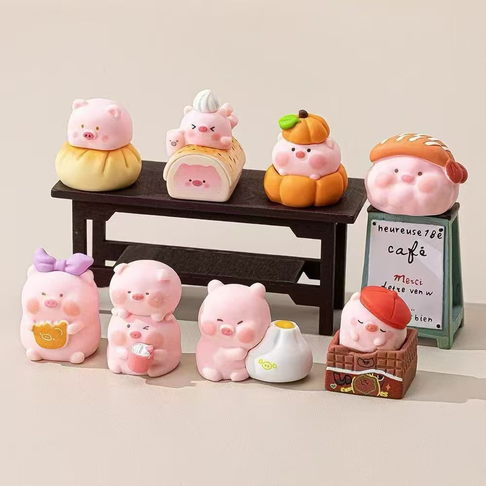 甜品猪公仔可爱萌粒DIY饰品小配件盲袋对对碰树脂小摆件