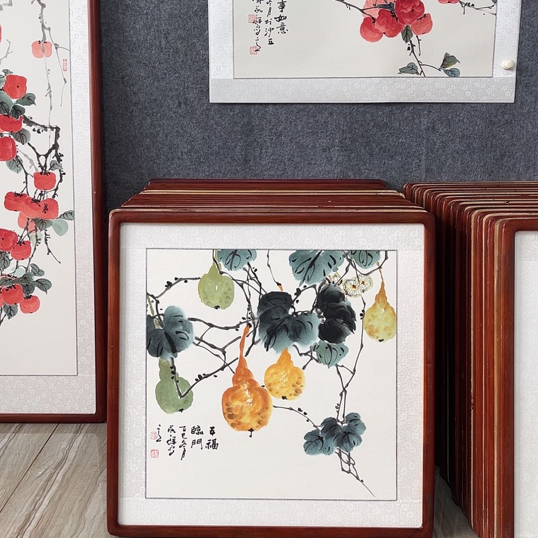 国画书画作品带框63×63