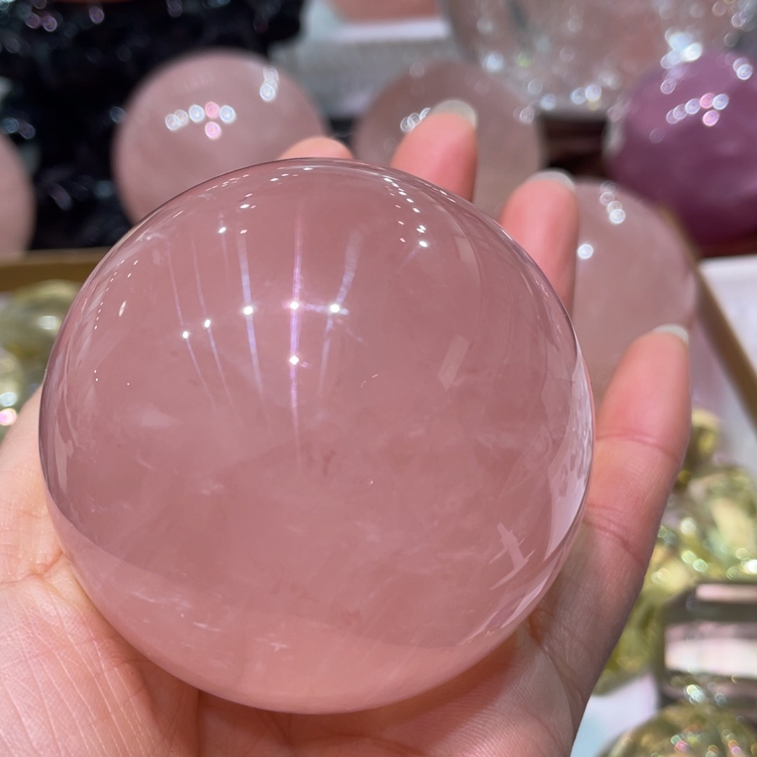 水晶摆件西柚粉未镶嵌