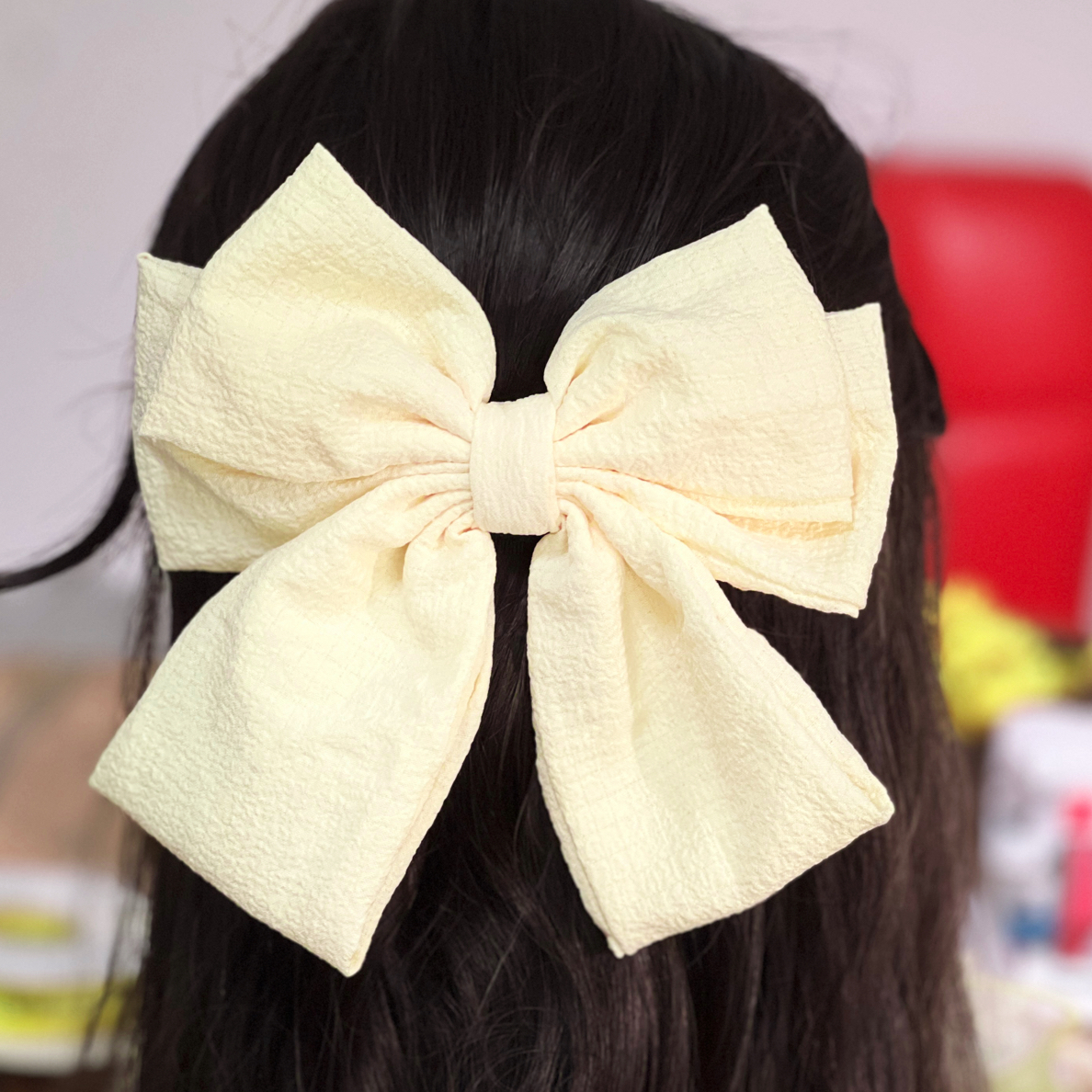 黄色大蝴蝶结发饰（后脑勺）