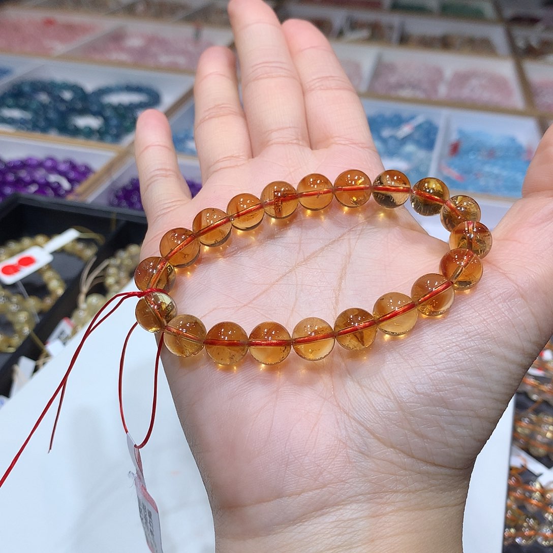 未镶嵌手链黄晶黄塔晶9mm+