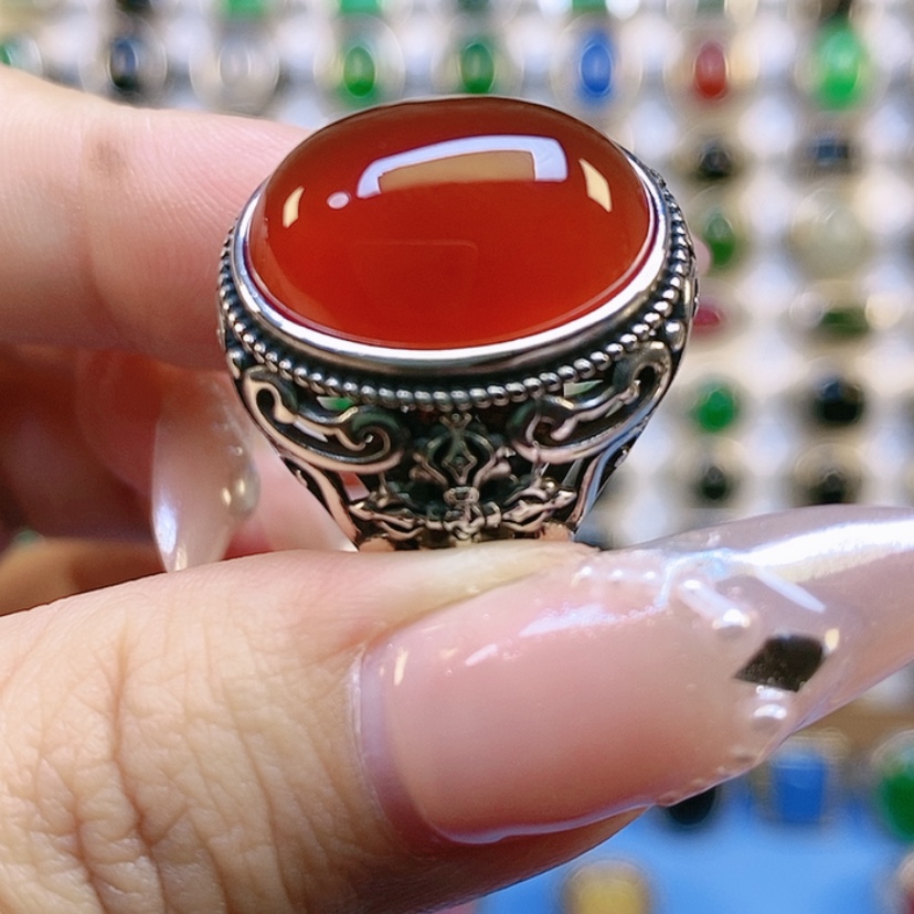 【闪购商品】玛瑙/玉髓戒指银S925镶嵌