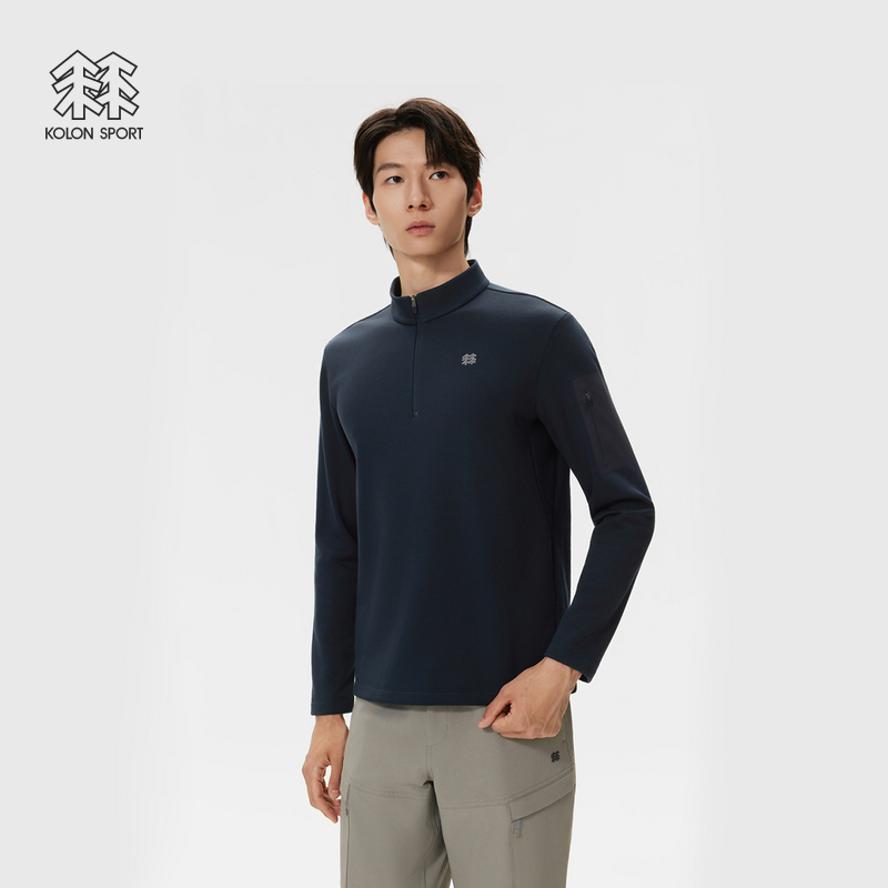 KOLON SPORT可隆抓绒衣保暖男士POLARTEC混纺半拉链长袖T恤