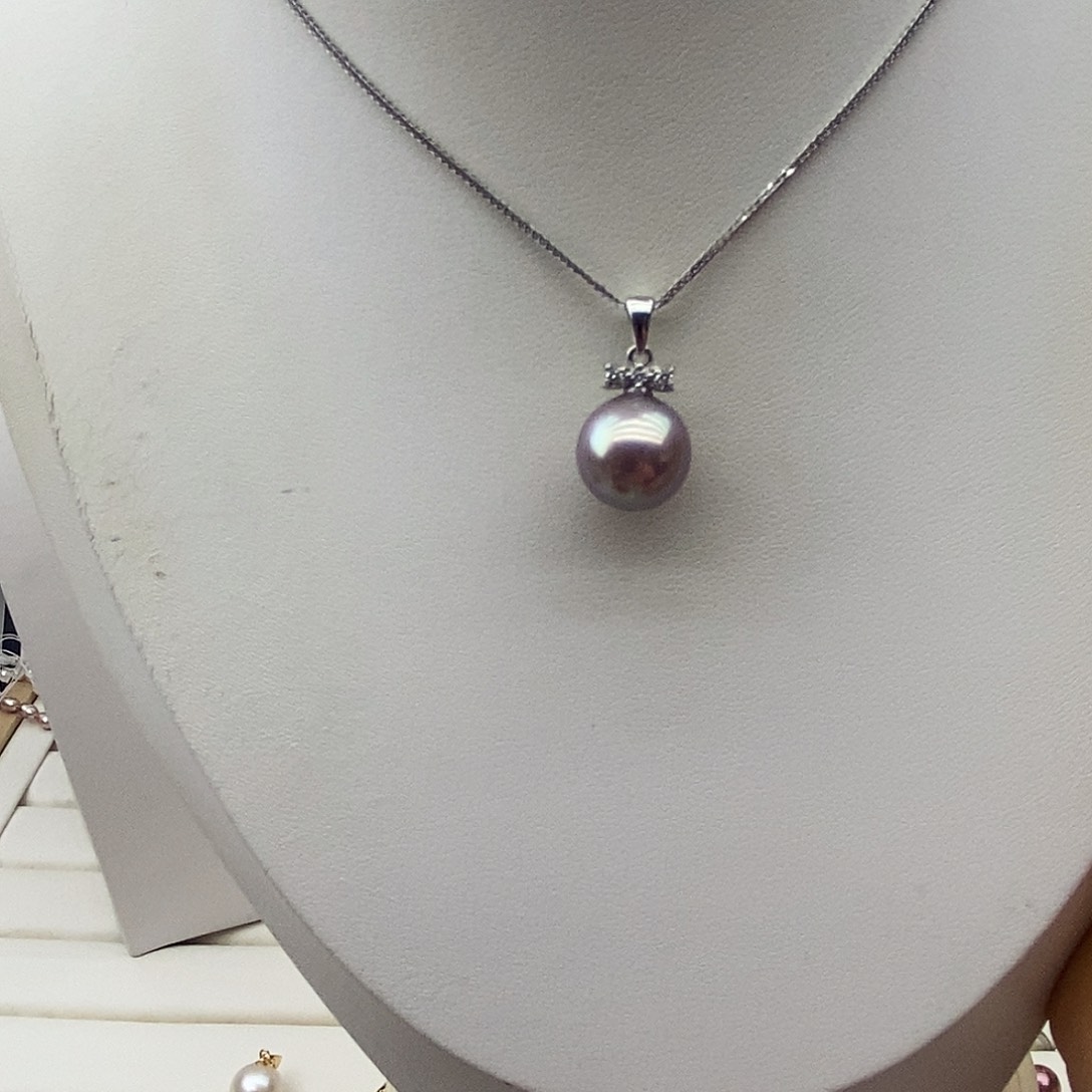 淡水珍珠银S925镶嵌吊坠(赠链)