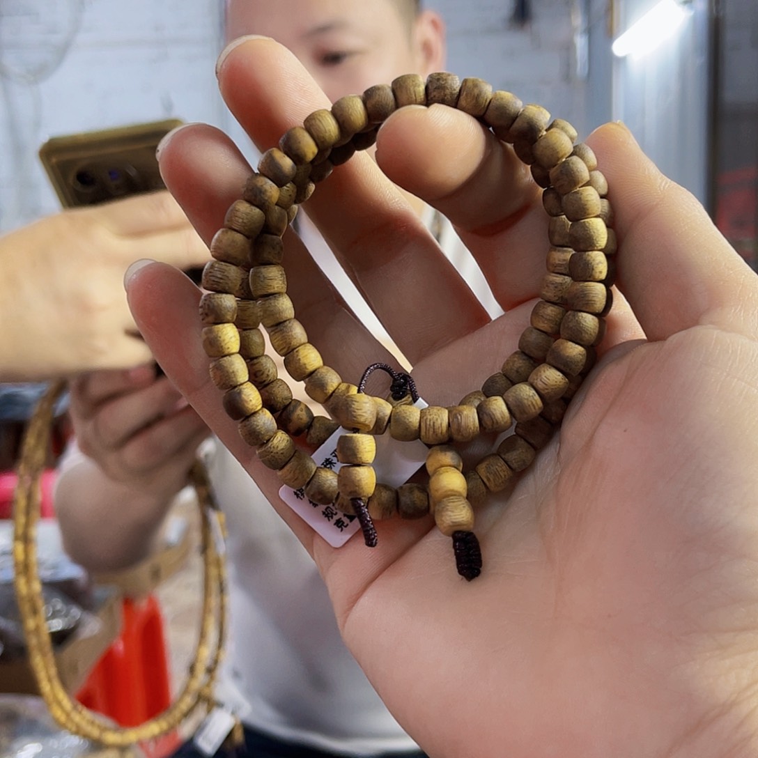 沉香手串野生黄棋鼓珠长串0.6/8克多样性发一