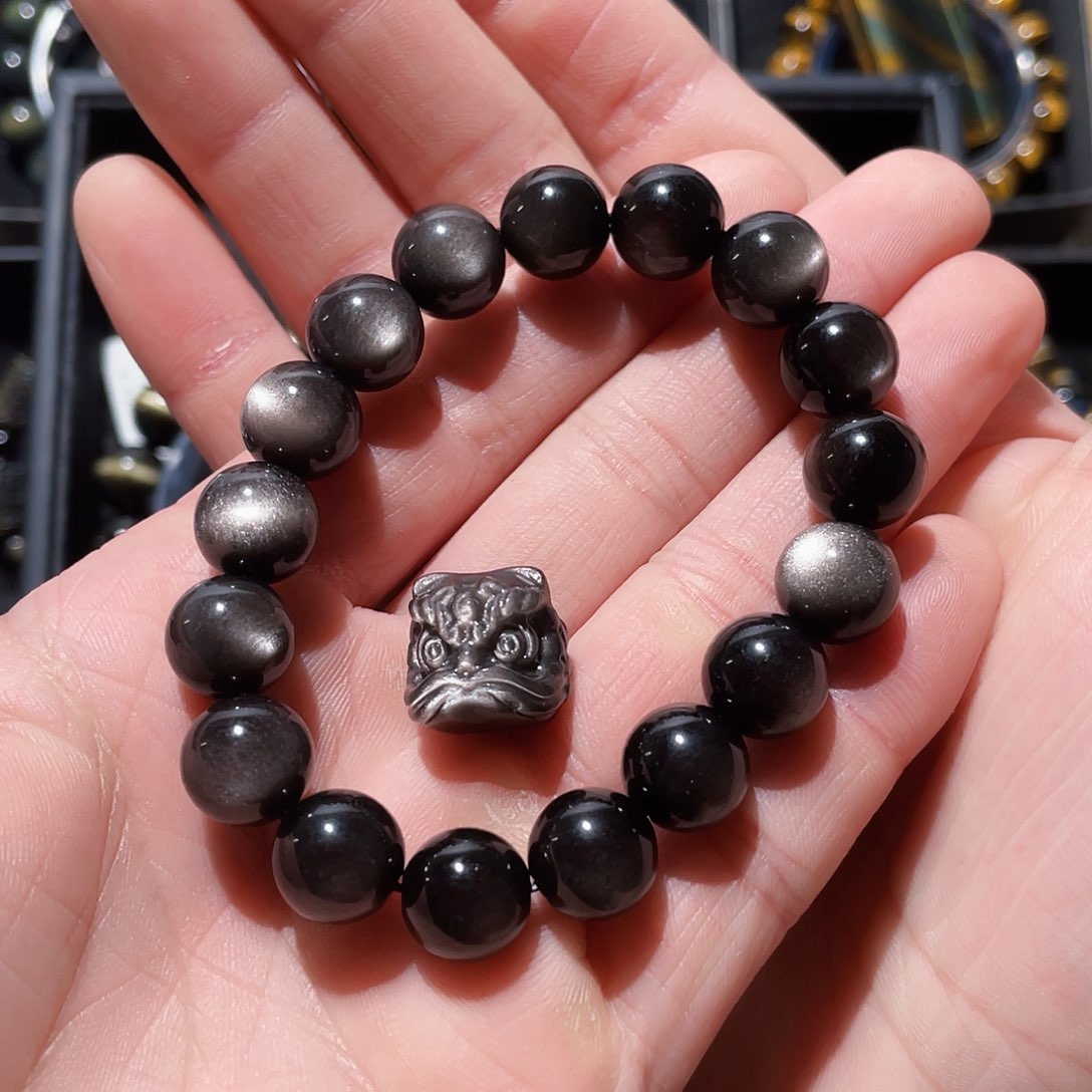 黑曜岩手串未镶嵌