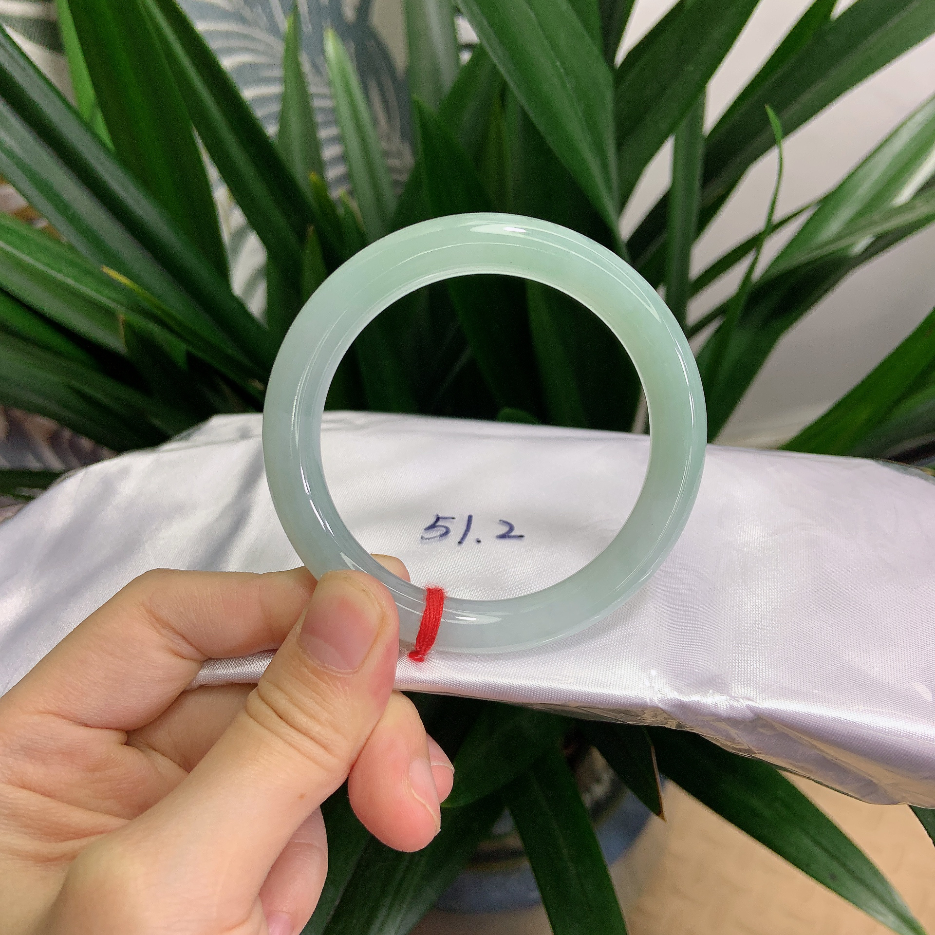 0837号缅甸天然A货翡翠51-52圆条晴蓝水手镯缅甸正宗翡翠