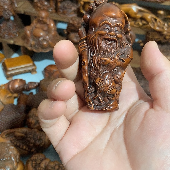 黄杨木酷*寿星小摆件