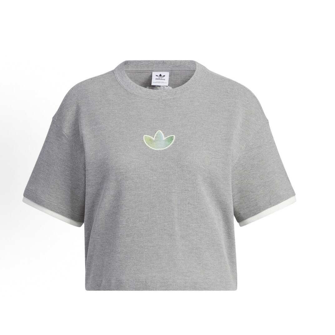 adidas 三叶草 复古刺绣圆领宽松舒适针织短袖 T恤款IK8670