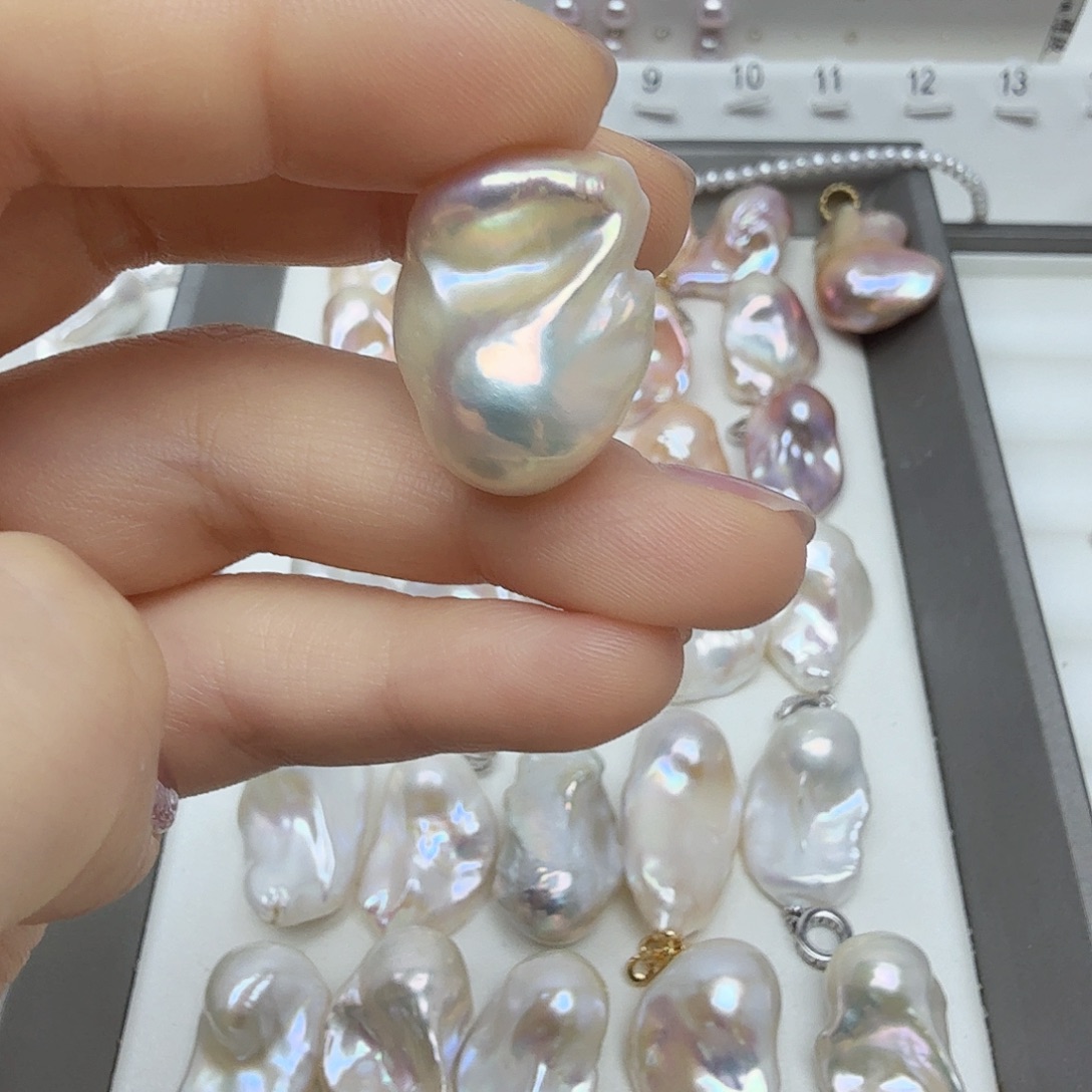 淡水珍珠银S925镶嵌吊坠(不含链)