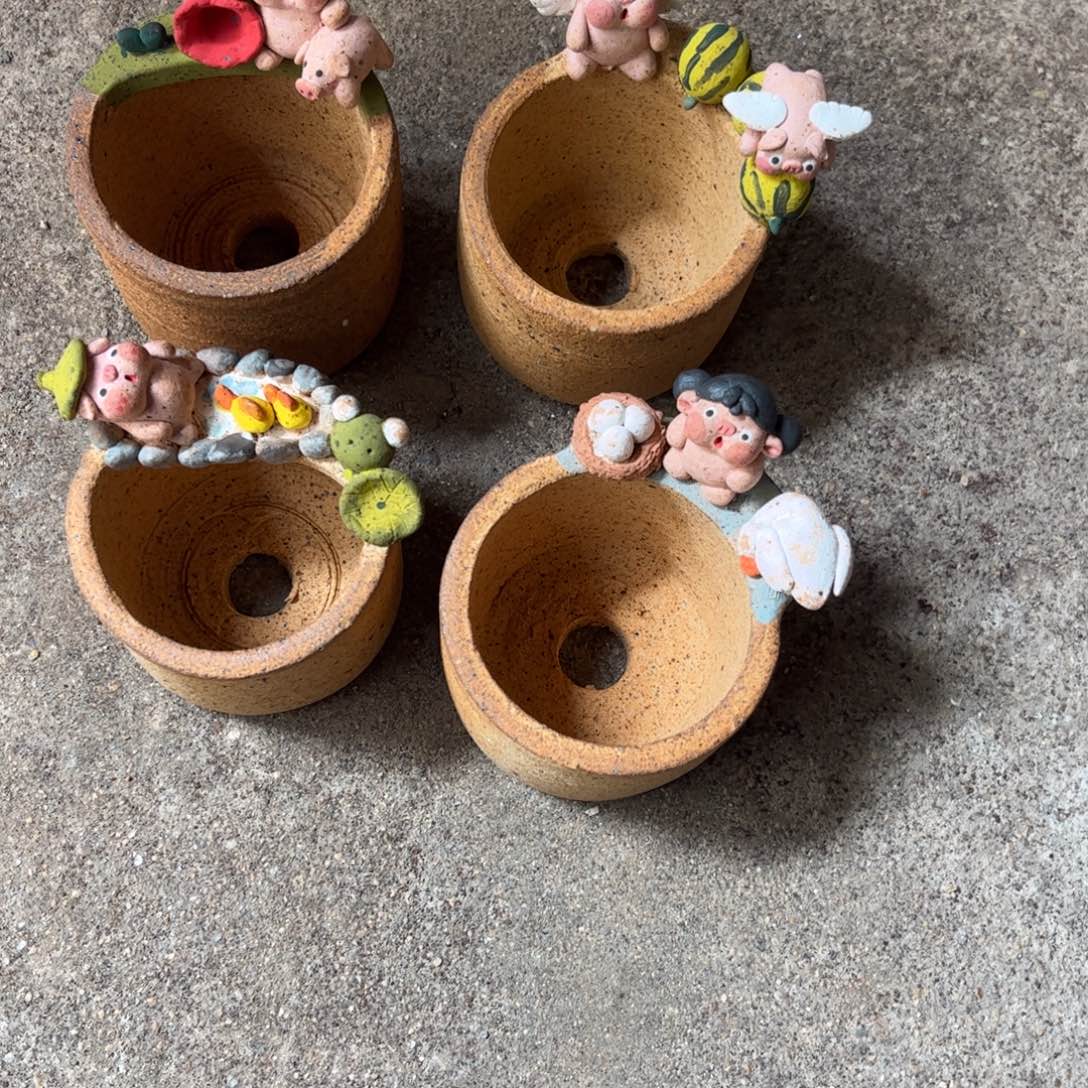 小***ʔ泥塑古镇炻陶花盆