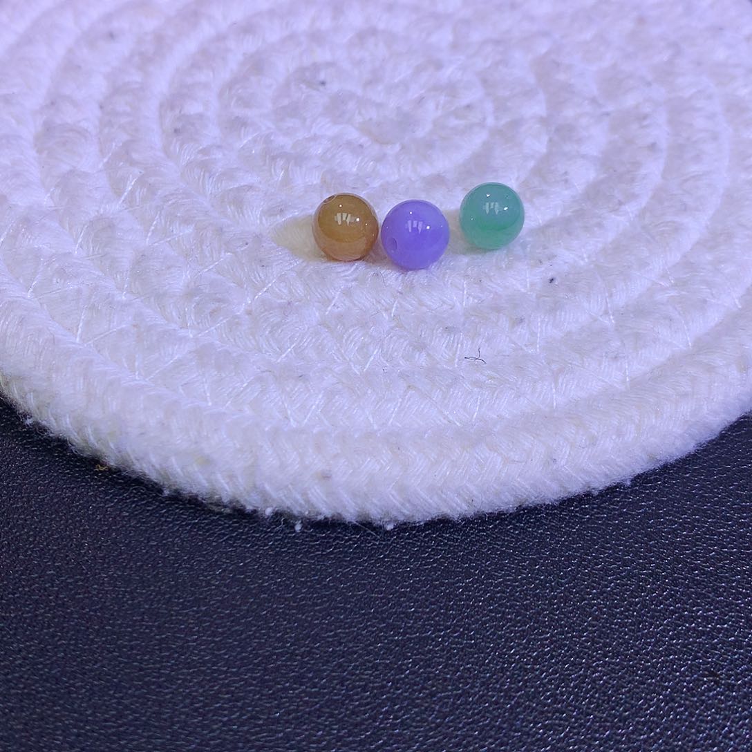 散珠翡翠靜天然缅甸翡翠单珠三颗打包卡7