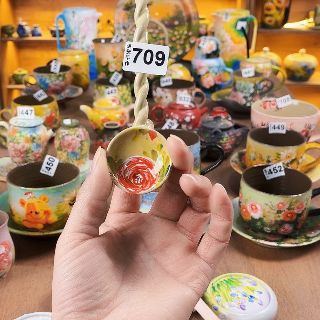 杯纯纯油画风瓢羹