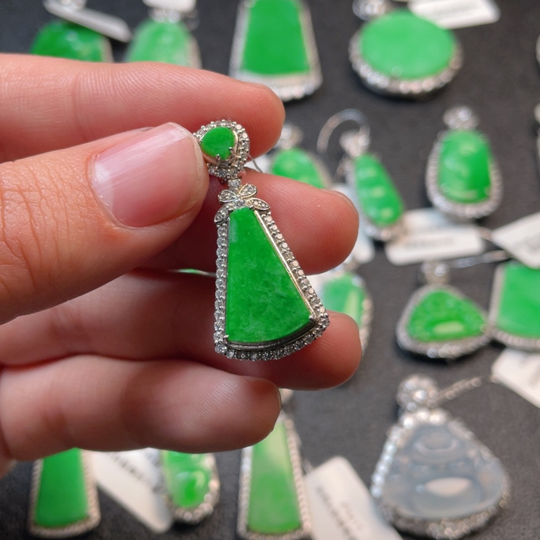 翡翠吊坠(不含链)银S925镶嵌