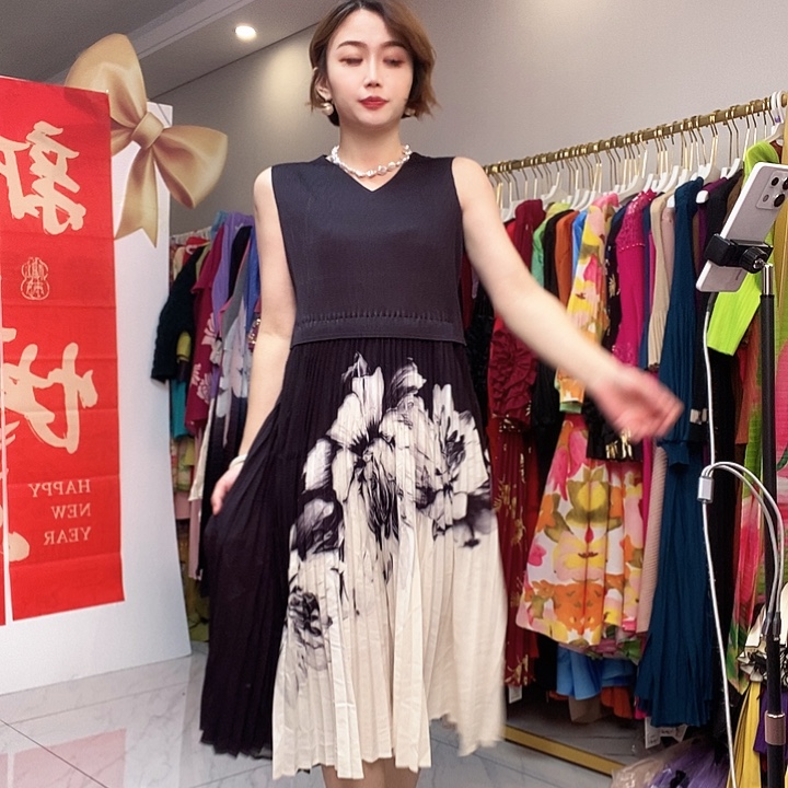 褶皱连衣裙女装连衣裙