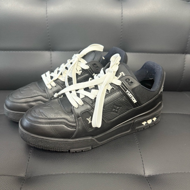 99新 LouisVuitton/路易威登 43码/trainer黑色艺术馆 低帮 板鞋