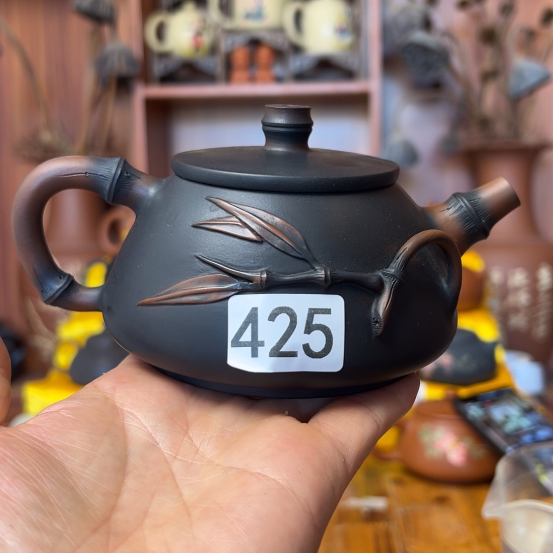 建水紫陶黑色石瓢竹节根艺