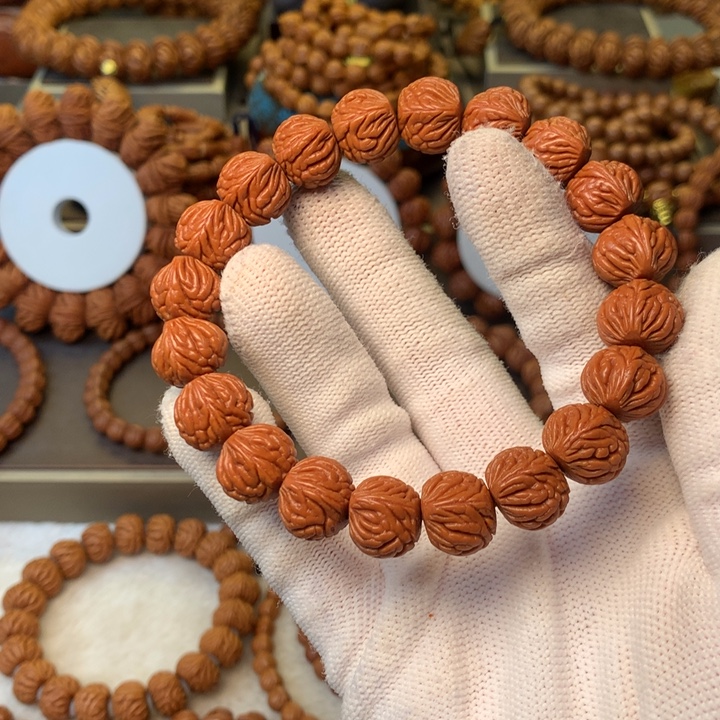 刚***生手串桃核秦岭龙纹