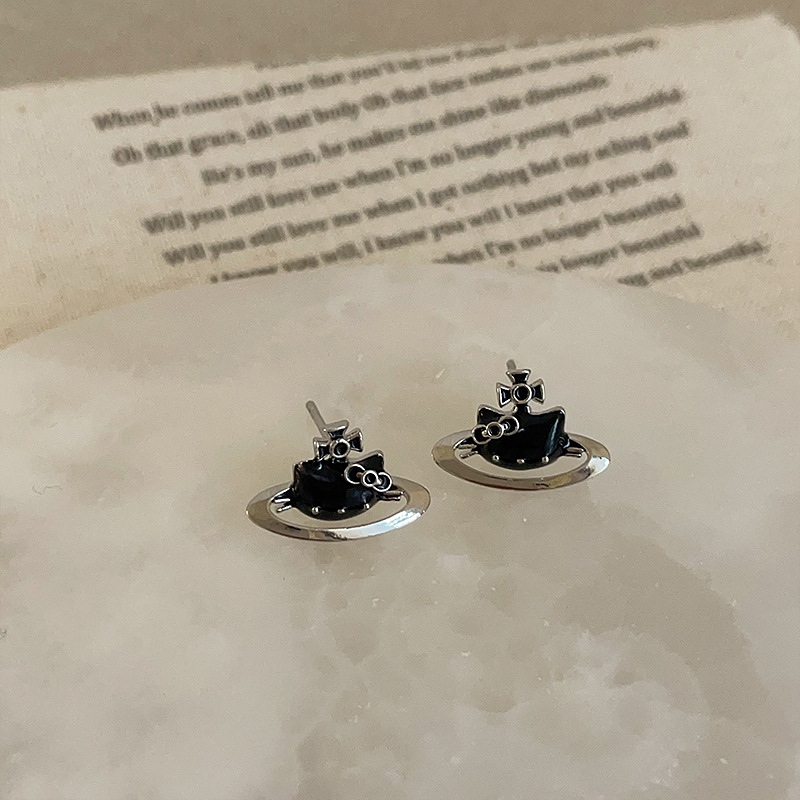 暗黑甜酷立体星球猫咪耳钉女小众设计感甜美精致时尚百搭耳环耳饰