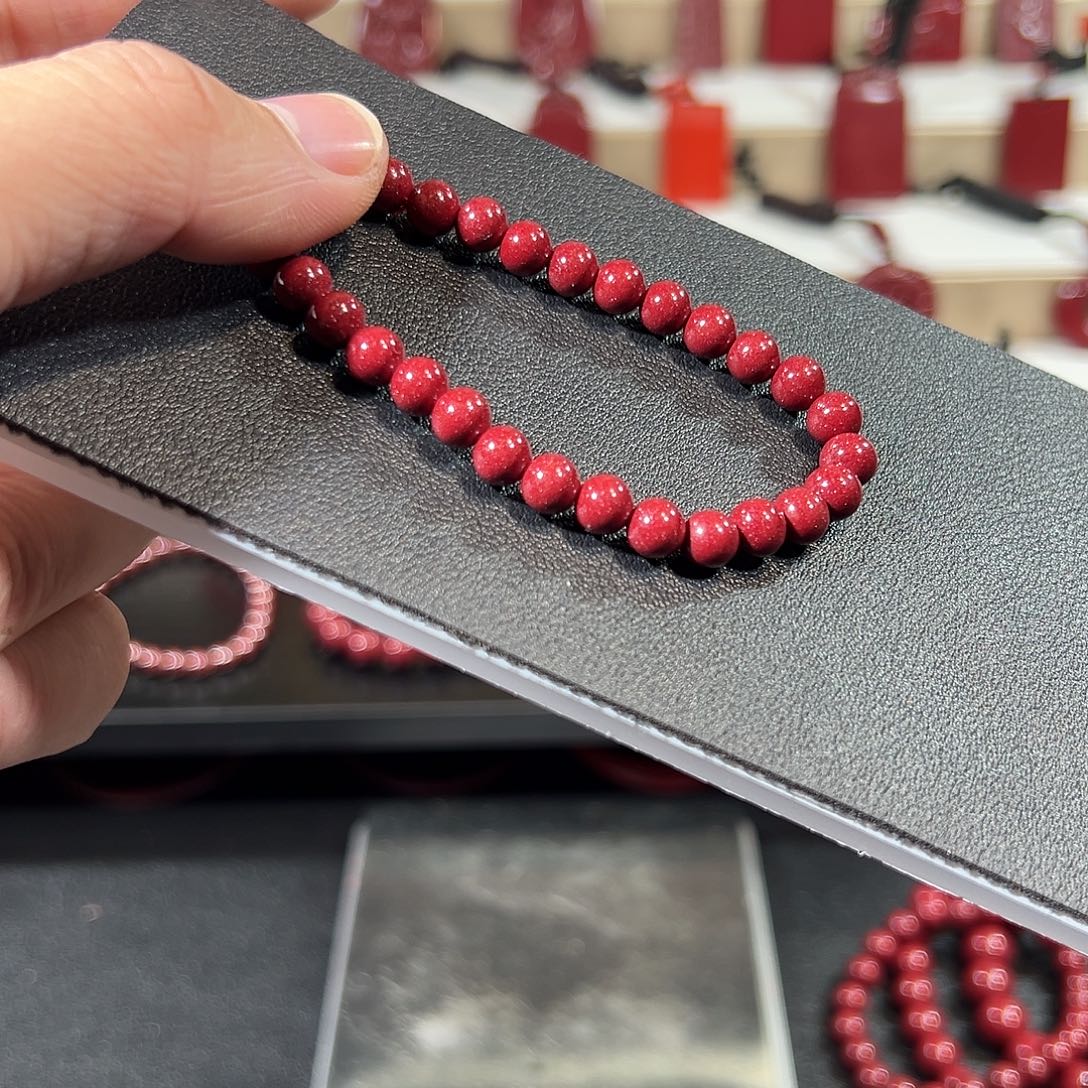 天然辰砂6mm紫金砂手串