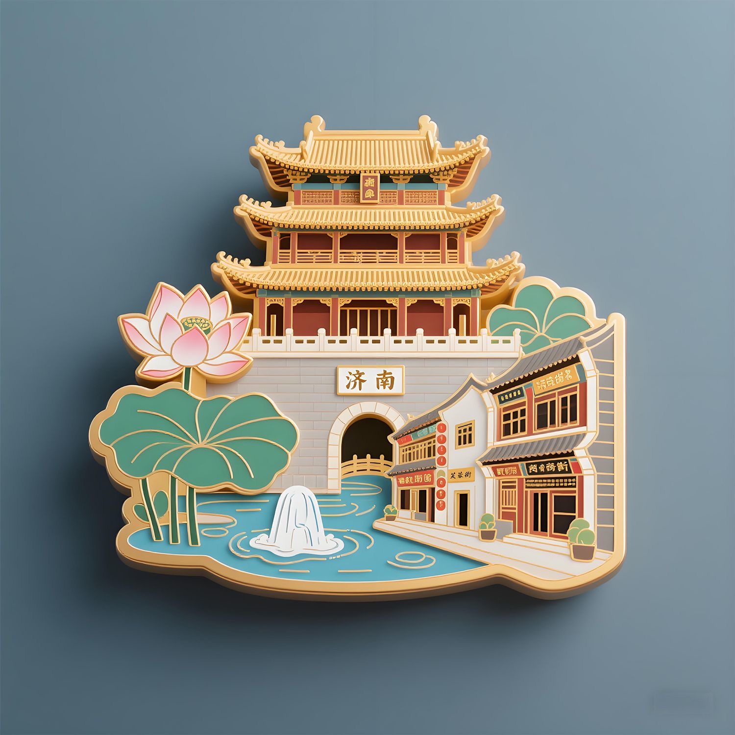 山东济南芙蓉街冰箱贴金属冰箱磁贴纪念品老师同学城市伴手礼