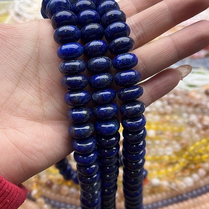 玛瑙/玉髓珠宝半成品未镶嵌一条14mm左右青金算盘珠