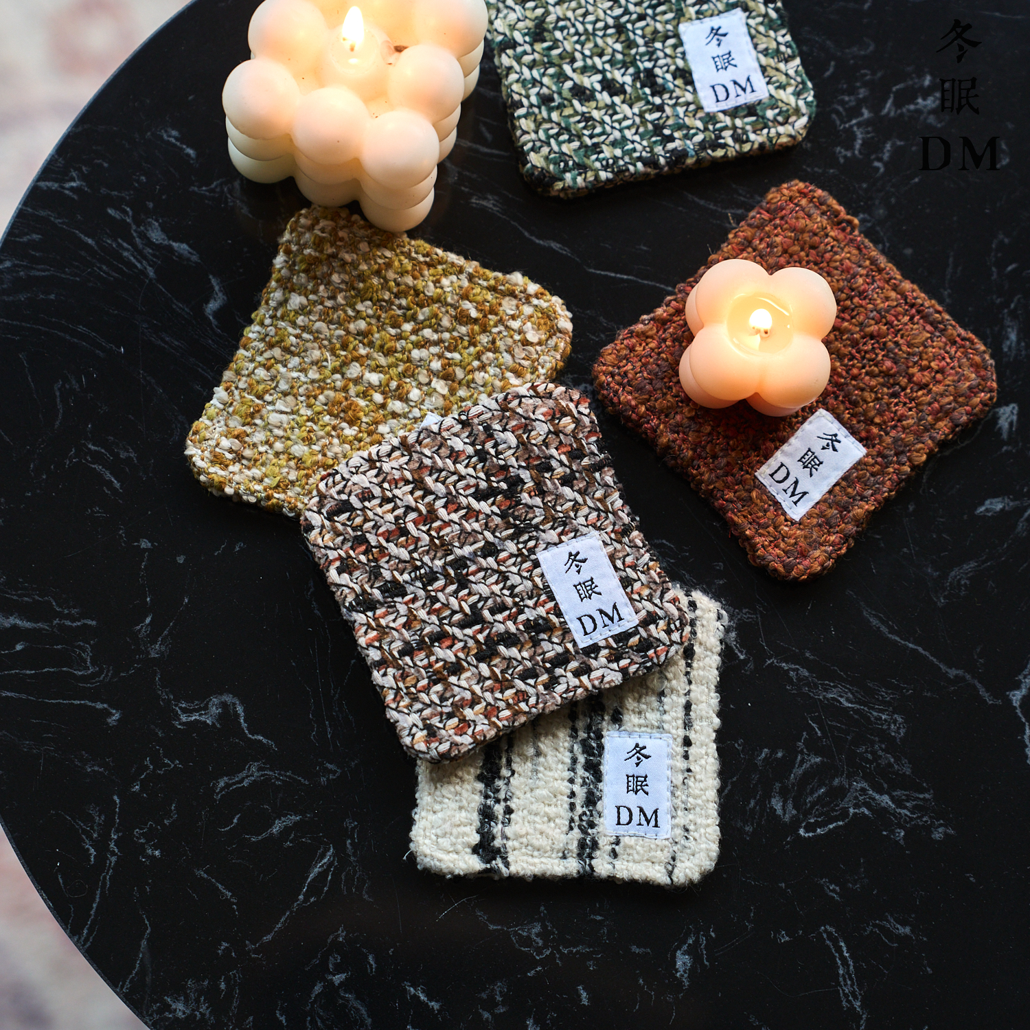 布艺针织杯垫ins防烫茶杯垫子复古风中古餐桌装饰餐垫桌面隔热垫