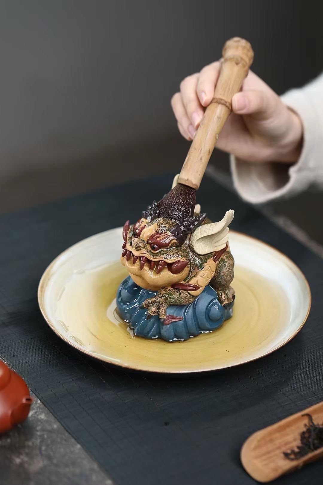 宜兴手工紫砂飞天金蟾茶宠原矿霸气摆件创意个性茶玩茶具茶道可养