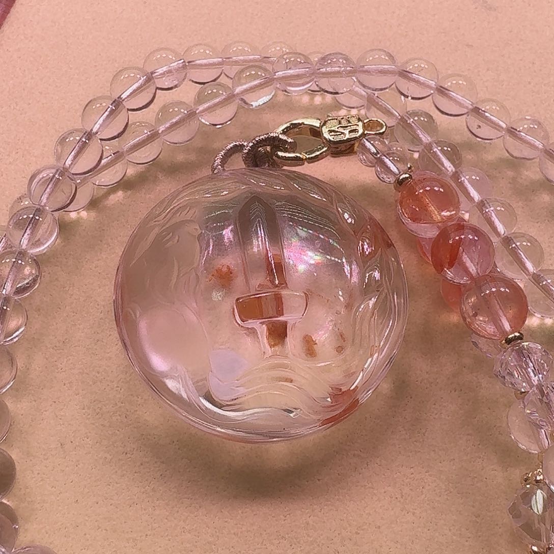 水晶颈饰未镶嵌天然水晶狐狐吊坠