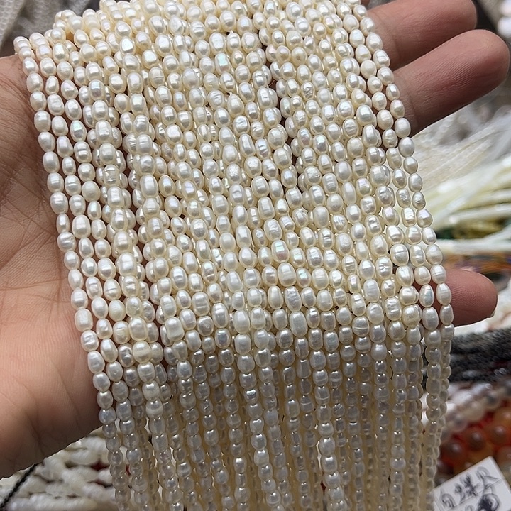 玛瑙/玉髓未镶嵌珠宝半成品一条3mm左右极光米珠珍珠