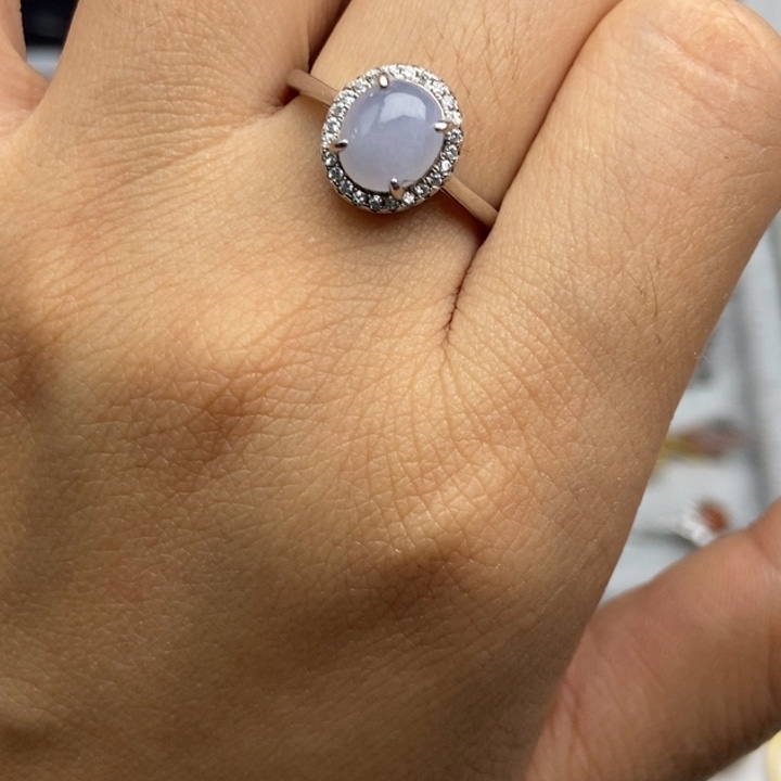 翡翠戒指银S925镶嵌戒指