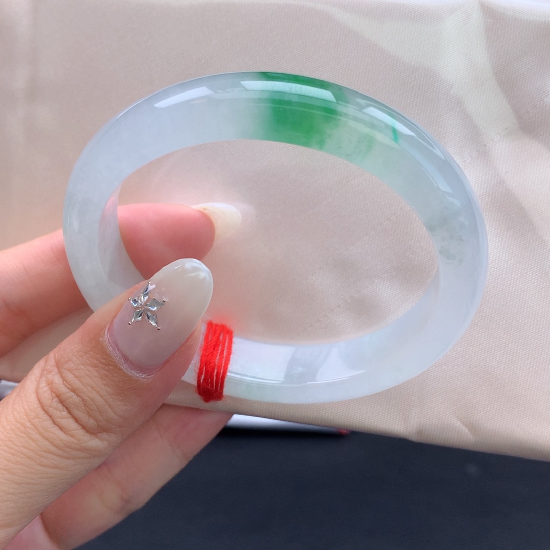 未镶嵌手镯翡翠阳春白雪贵妃53.8圈10号