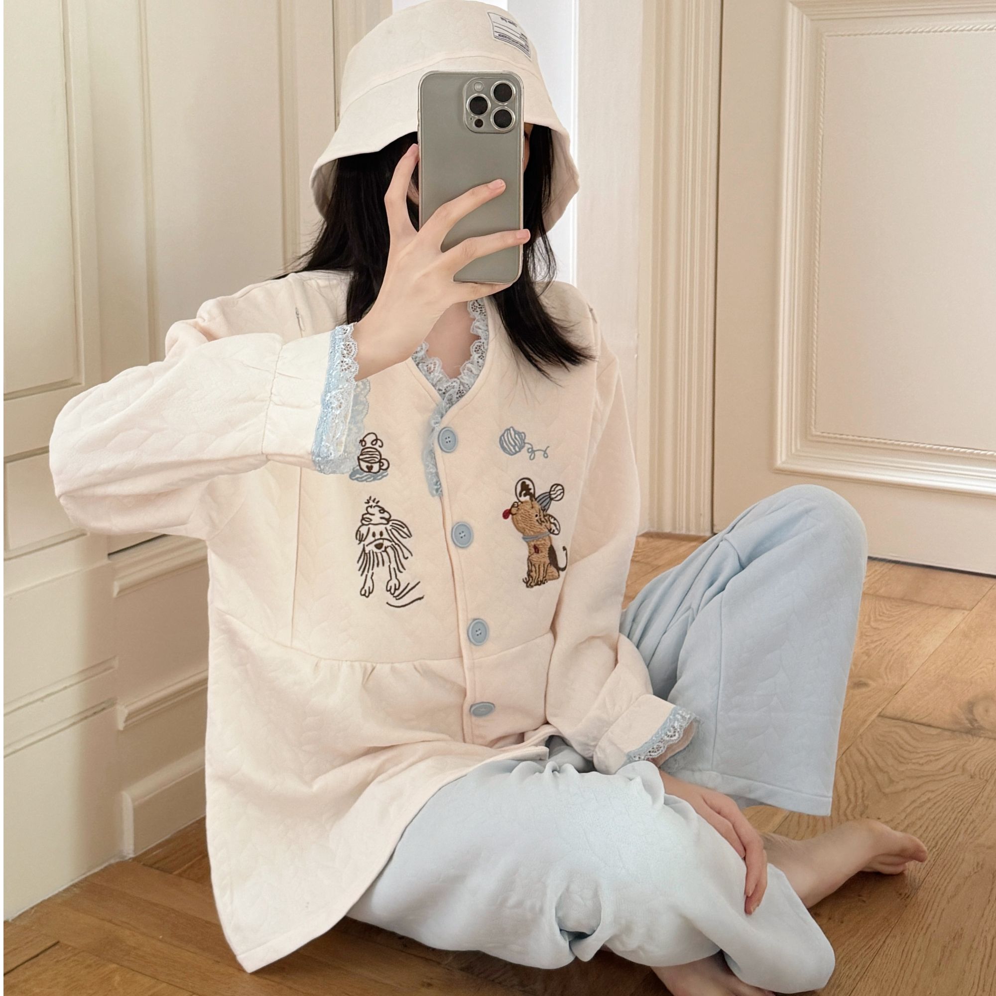 【空气棉】冬季月子服加厚款保暖产后哺乳睡衣空气棉孕妇家居服喂奶