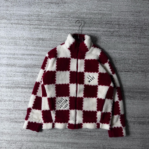 99新 LouisVuitton/路易威登 SS22棋盘羊毛摇粒绒外套/XL码#4303