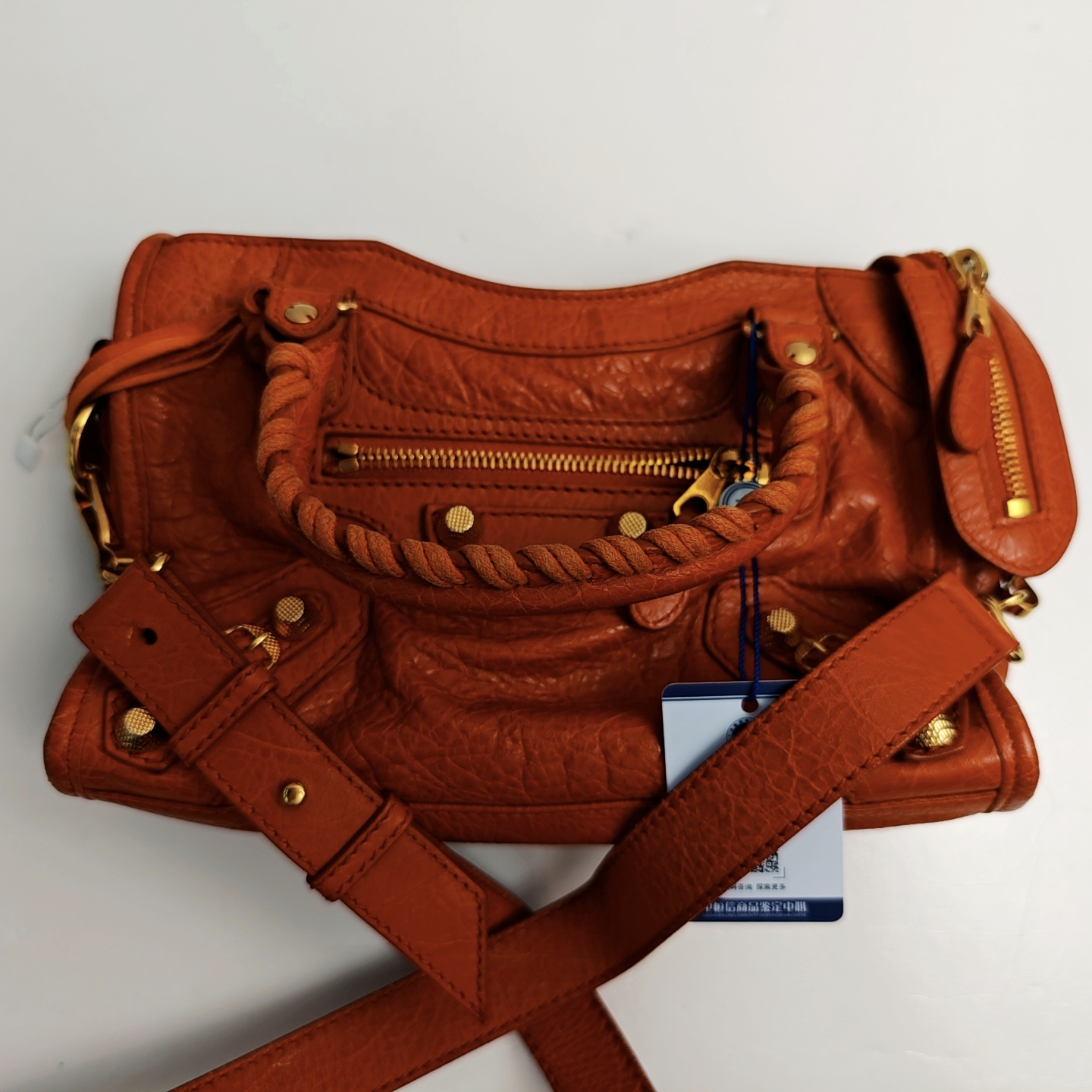 95新 Balenciaga/巴黎世家 巴黎世家橘色机车单肩包
