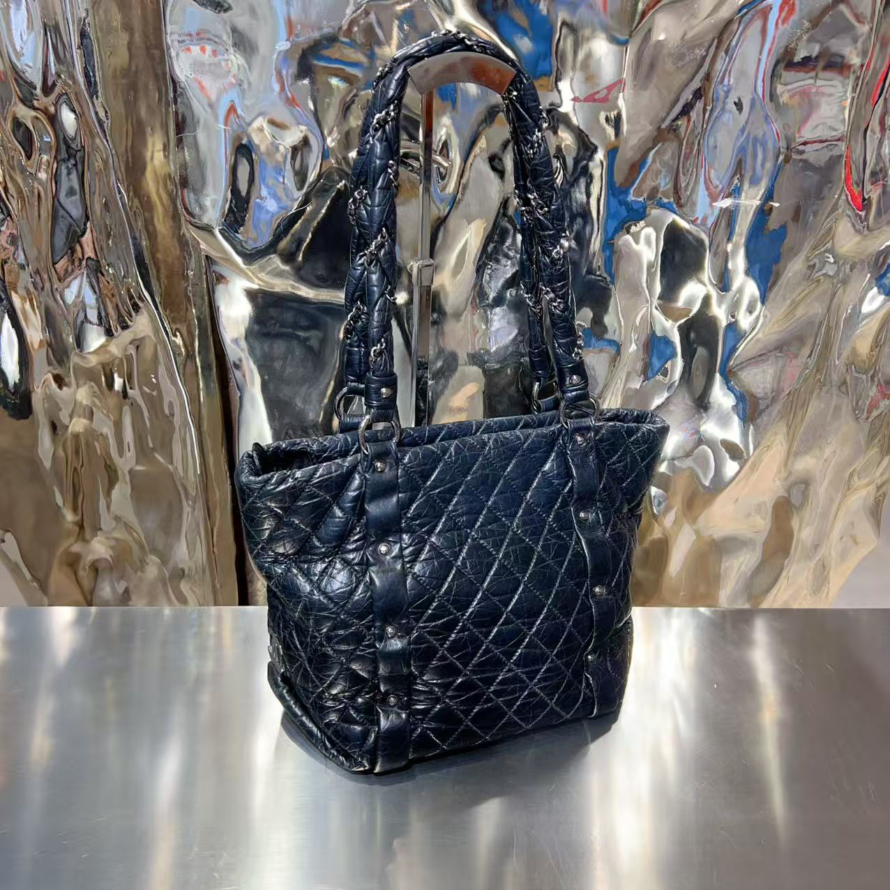 95新 Chanel/香奈儿 Chanel 黑色 油蜡皮 单肩包