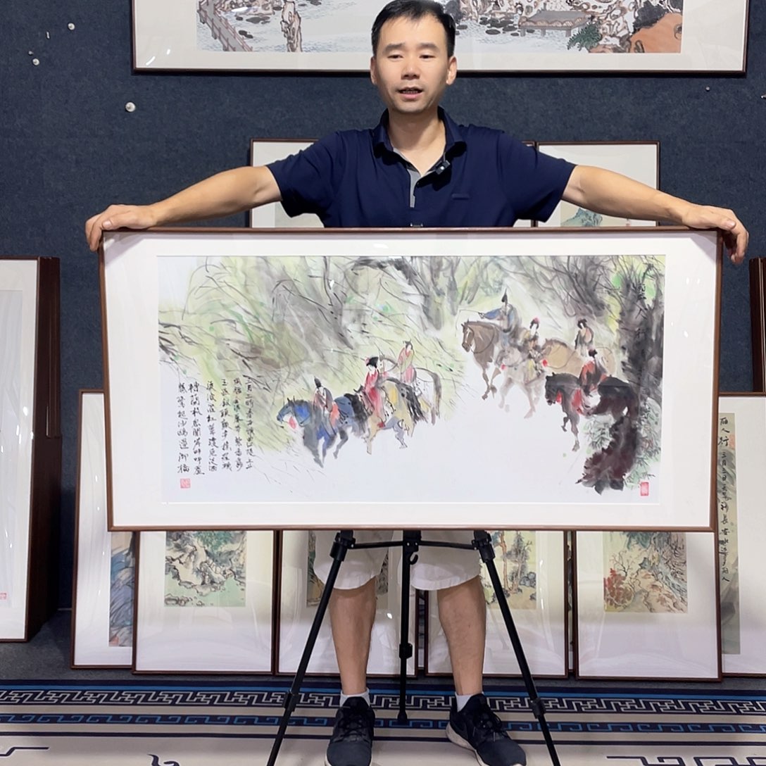 国画手绘画作品带框60/120